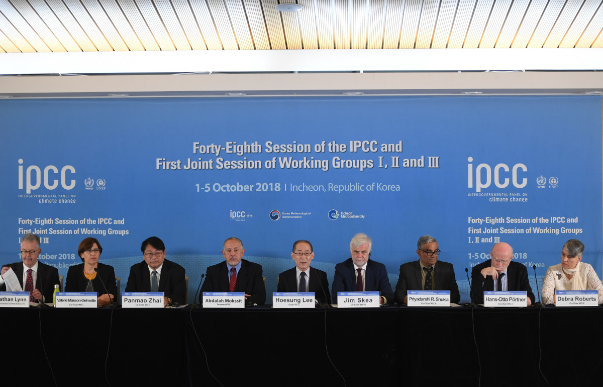 A press conference at the meeting of the Intergovernmental Panel for Climate Change in Incheon, South Korea, on October 8th, 2018.