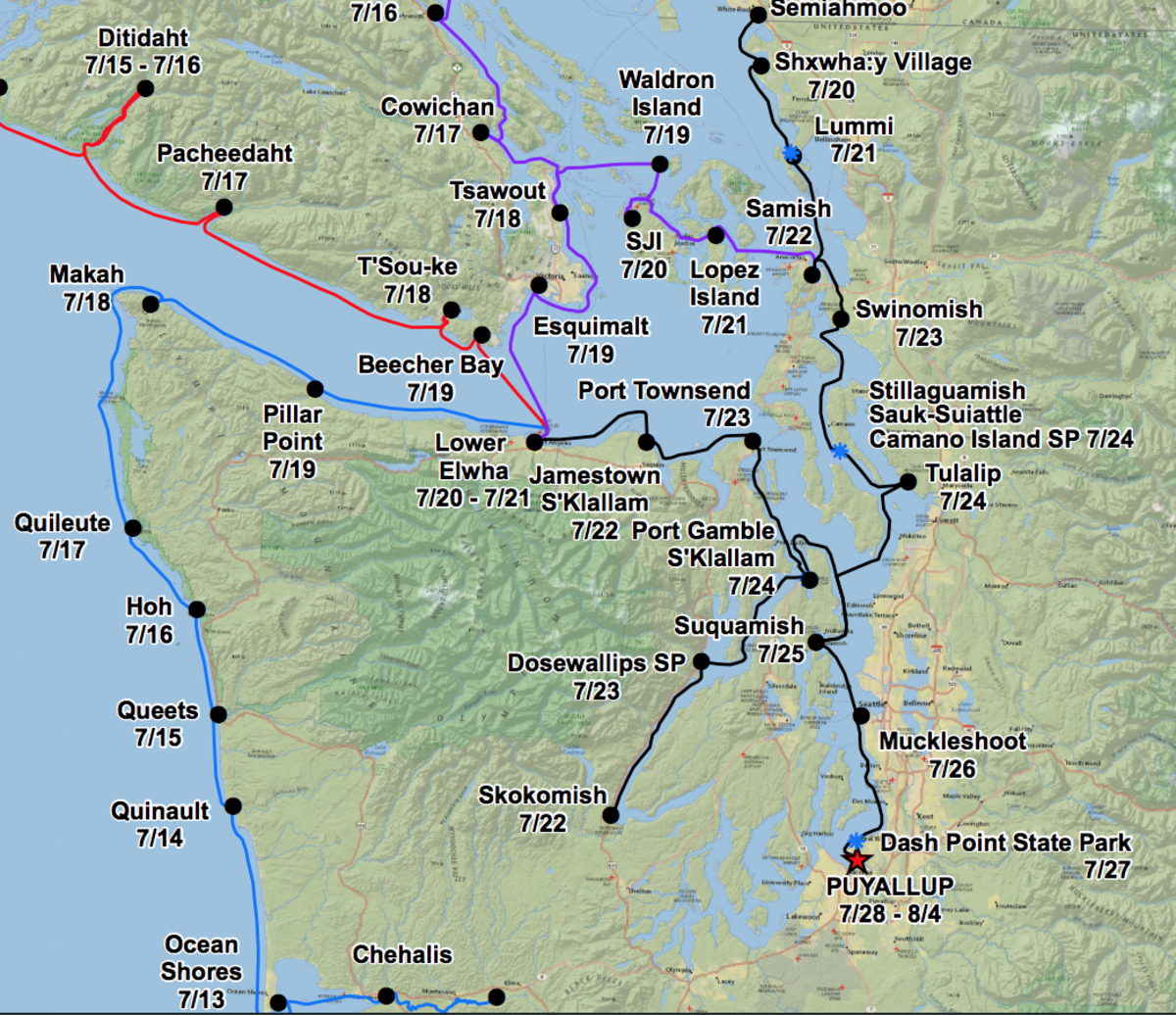 canoe journey 2023 map