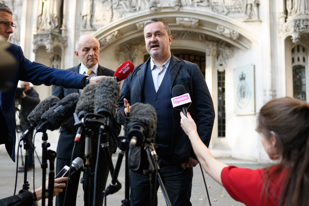 Gay rights campaigner Gareth Lee speaks to the media outside the Supreme Court in London, England, on October 10th, 2018.