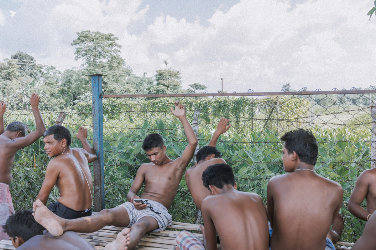 Most of the men in the Mekhliganj resettlement camp are unemployed. The government had promised jobs, but few have been provided. People who used to farm their own land in the chhitmahals must now farm other people's land, and there is no space in the camp for them to make a garden to grow vegetables for their families.