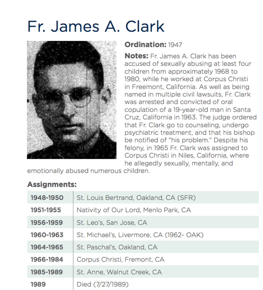 James Clark's entry in Anderson & Associates' report.