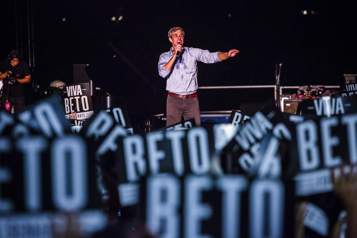 Beto O'Rourke speaks at a campaign rally on September 29th, 2018, in Austin, Texas.
