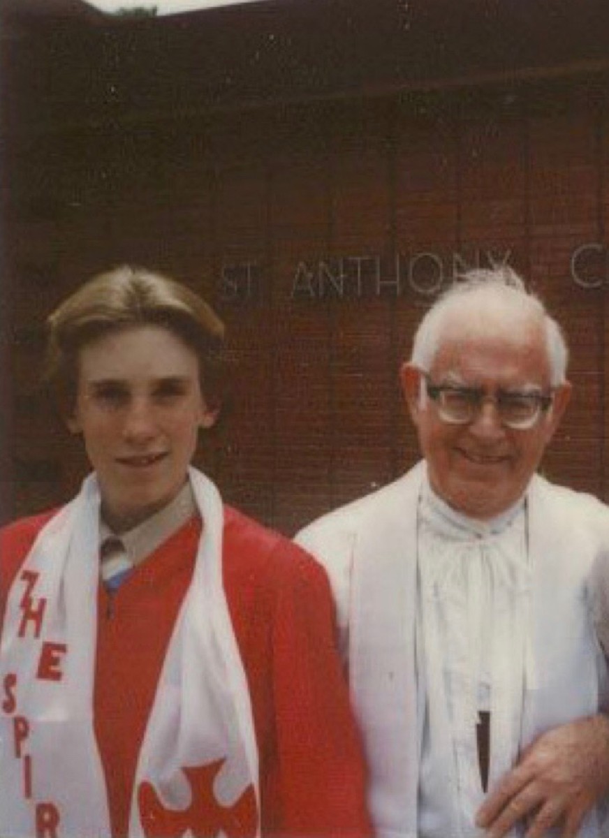 Thomas Emens is pictured alongside Mohan at his confirmation, outside St. Anthony Claret in Anaheim, California.