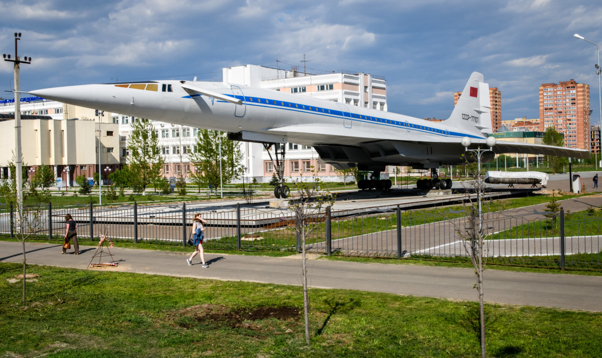 A picture taken on May 15th, 2018, shows the Russian supersonic plane Tu-144 on display in the city of Kazan. A similar plane, the Tupolev Tu-144, was the first of only two supersonic transport aircraft to ever enter commercial service, beating the Concorde by two months. The prototype first flew 50 years ago today, on December 31st, 1968, near Moscow.
