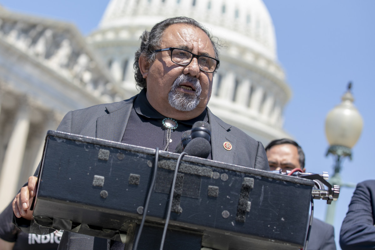 Representative Raúl Grijalva speaks during a news conference at the U.S. Capitol on July 10th, 2018, in Washington, D.C.