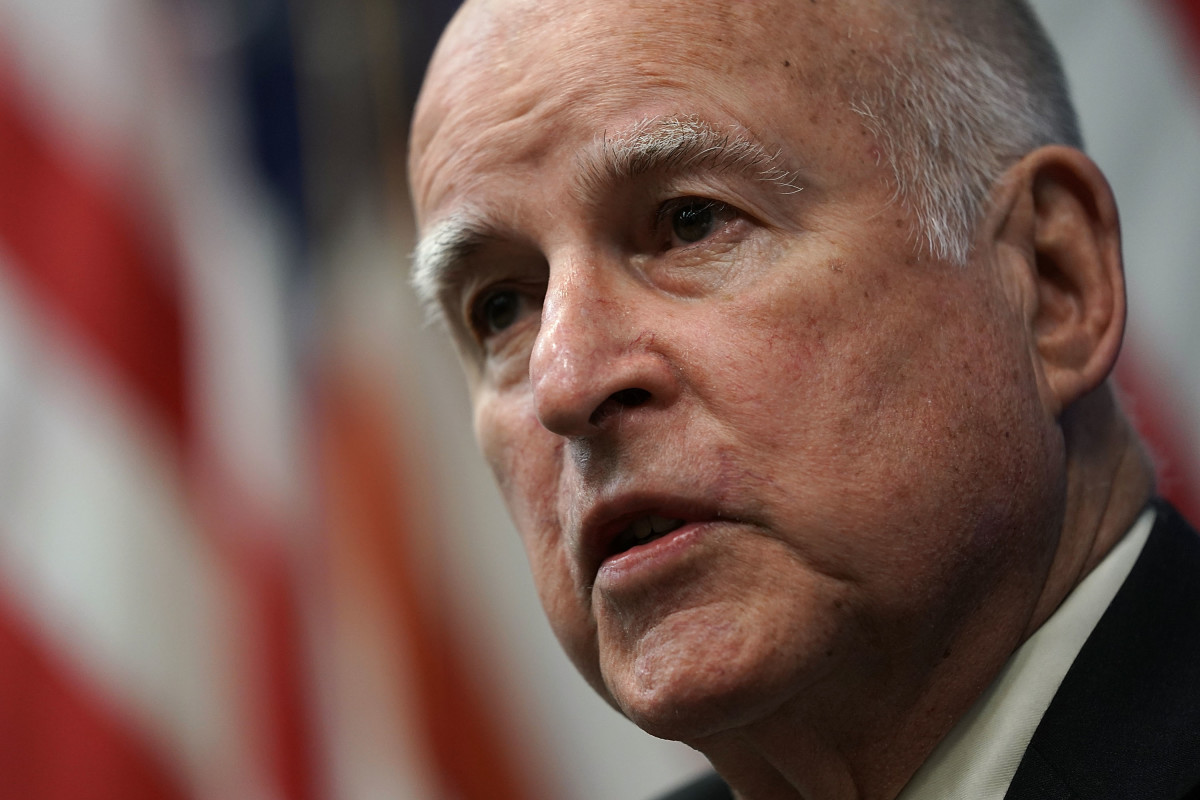 California Governor Jerry Brown speaks during an event at the National Press Club on April 17th, 2018, in Washington, D.C.
