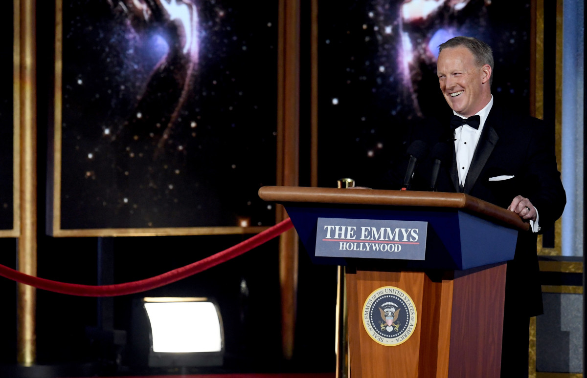 Former White House Press Secretary Sean Spicer speaks onstage during the 69th Annual Primetime Emmy Awards at Microsoft Theater on September 17th, 2017.
