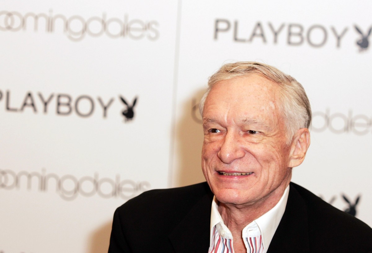 Hugh Hefner arrives at the launch of City Nights Playboy Menswear Collection at Bloomingdales on October 17th, 2007, in Century City, California.