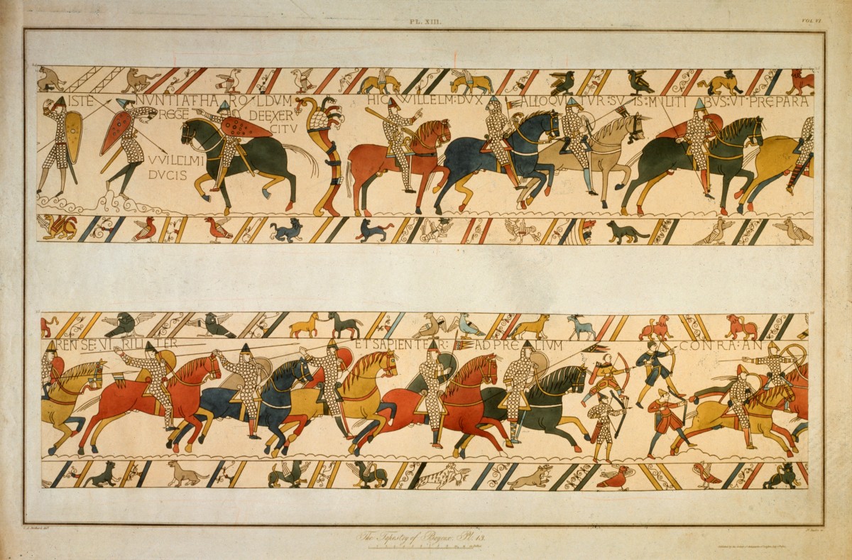 A scene from the Bayeux Tapestry, depicting the Norman Invasion of 1066.