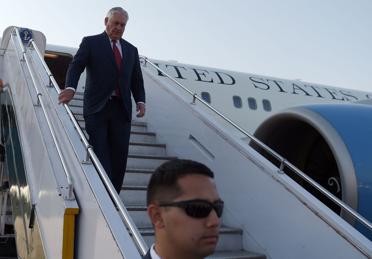 Secretary of State Rex Tillerson exits his plane on October 24th, 2017.