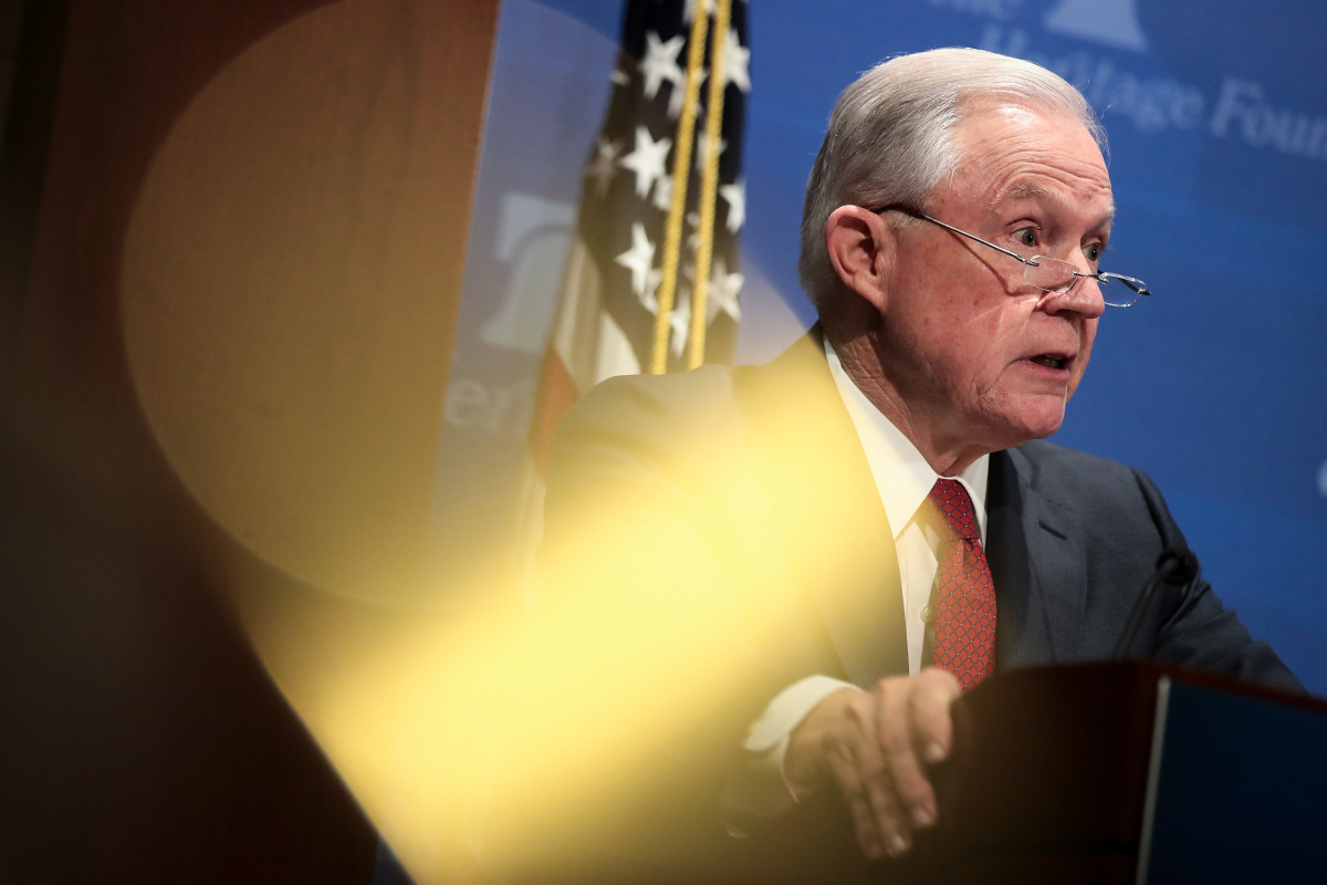 U.S. Attorney General Jeff Sessions speaks at the Heritage Foundation's Legal Strategy Forum on October 26th, 2017, in Washington, D.C.