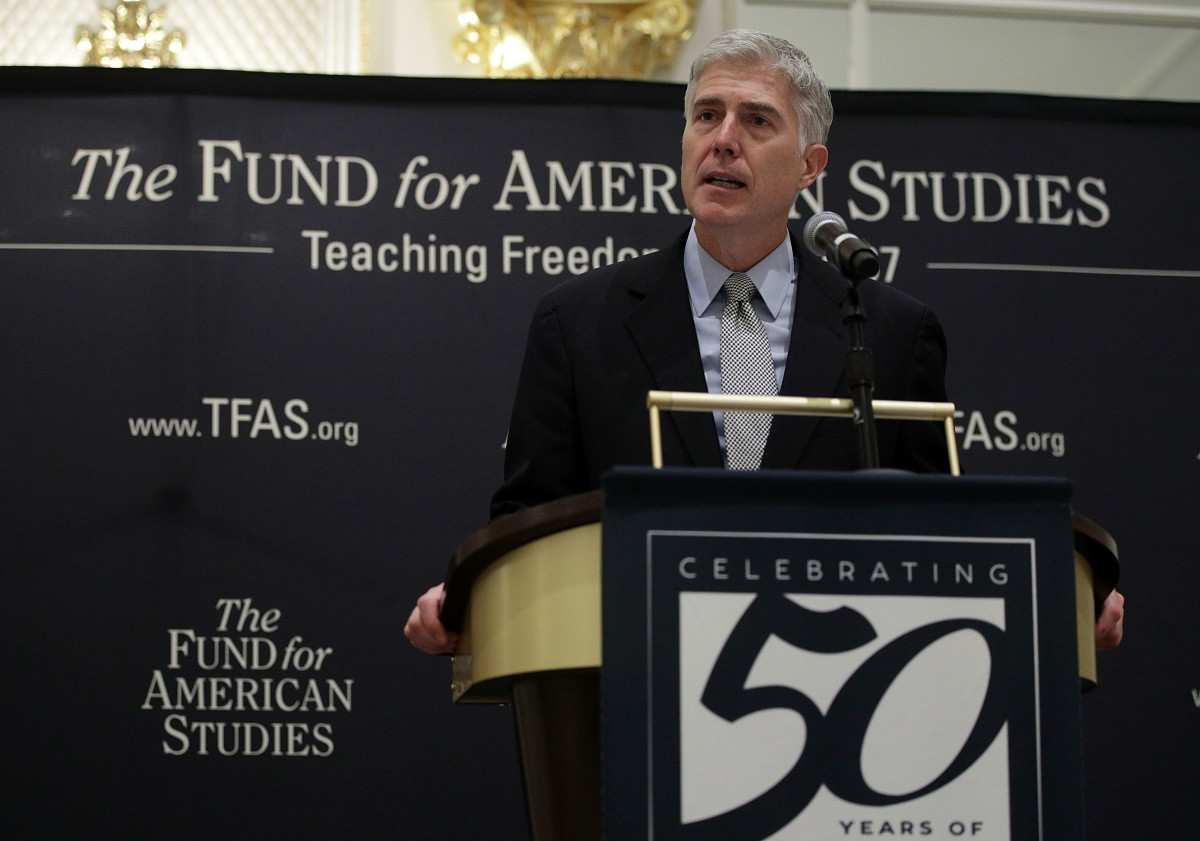 U.S. Supreme Court Justice Neal Gorsuch speaks during an event hosted by the Fund for American Studies on September 28th, 2017, at Trump International Hotel in Washington, D.C.