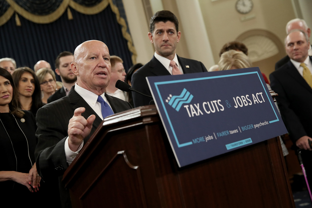 Chairman of the House Ways and Means Committee Kevin Brady and Speaker of the House Paul Ryan introduce tax reform legislation on November 2nd, 2017, in Washington, D.C.