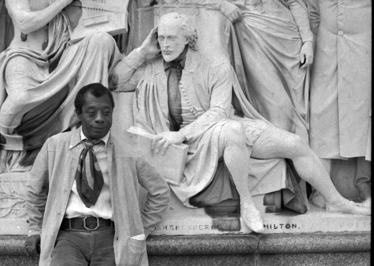 James Baldwin on the Albert Memorial in Kengsington Gardens, London.