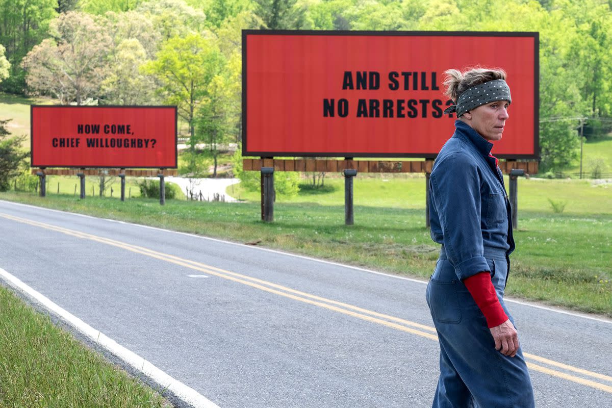 Frances McDormand in Martin McDonagh's Three Billboards Outside Ebbing, Missouri.