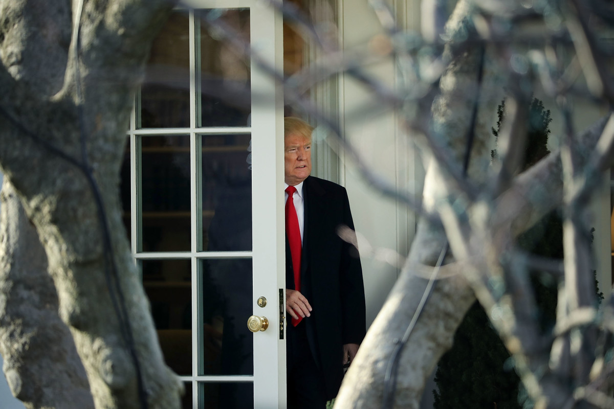 President Donald Trump leaves the White House on December 21st, 2017, in Washington, D.C.
