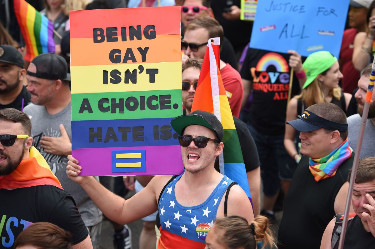 Protestors at the #ResistMarch during the 47th annual L.A. Pride Festival in Hollywood, California, on June 11th, 2017.