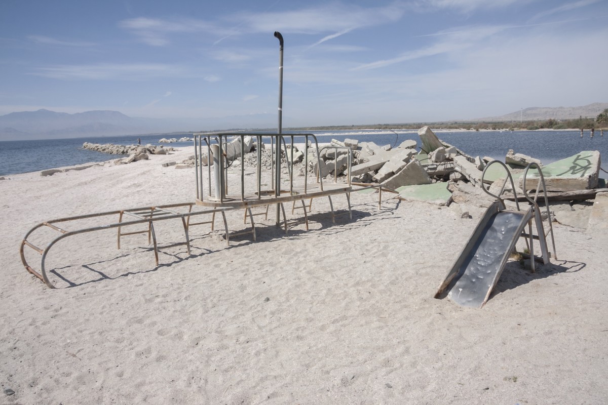 The abandoned North Shore Beach and Yacht Club, in North Shore, California.