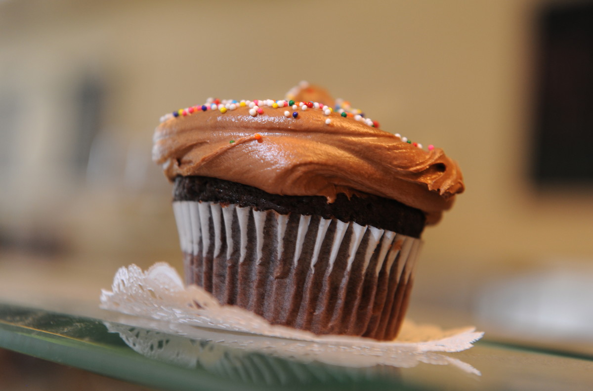 A cupcake on display at the Magnolia Bakery on February 19th, 2010, at Rockefeller Center in New York.