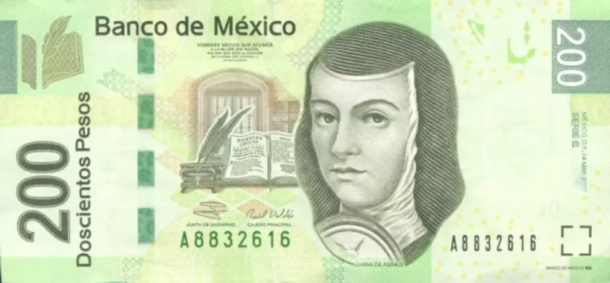 Mexico's 200 peso note, featuring Sor Juana Inés de la Cruz.