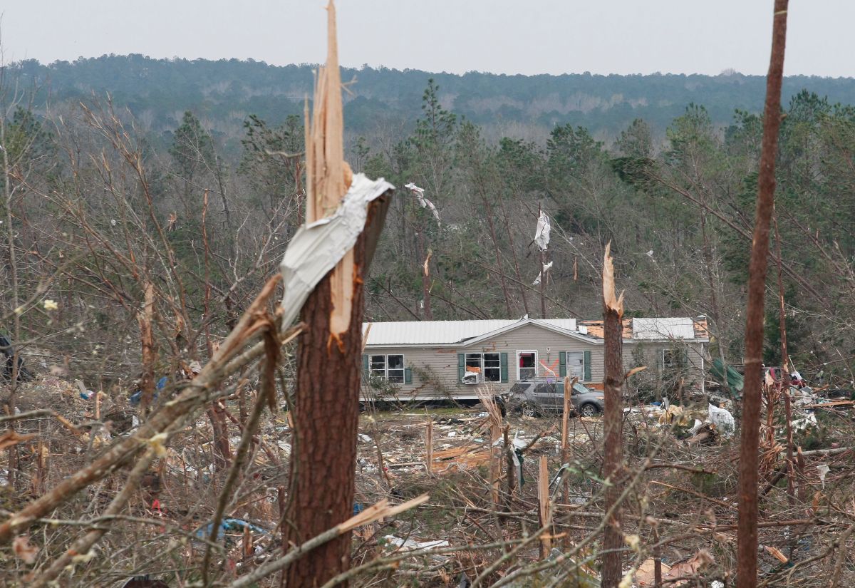 Damage is seen from a tornado that killed at least 23 people in Beauregard, Alabama, on March 4th, 2019.