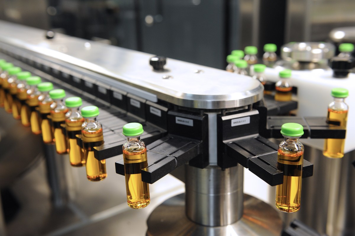 A high-speed production line of insulin is pictured at the factory of Novo Nordisk, a global health-care company.