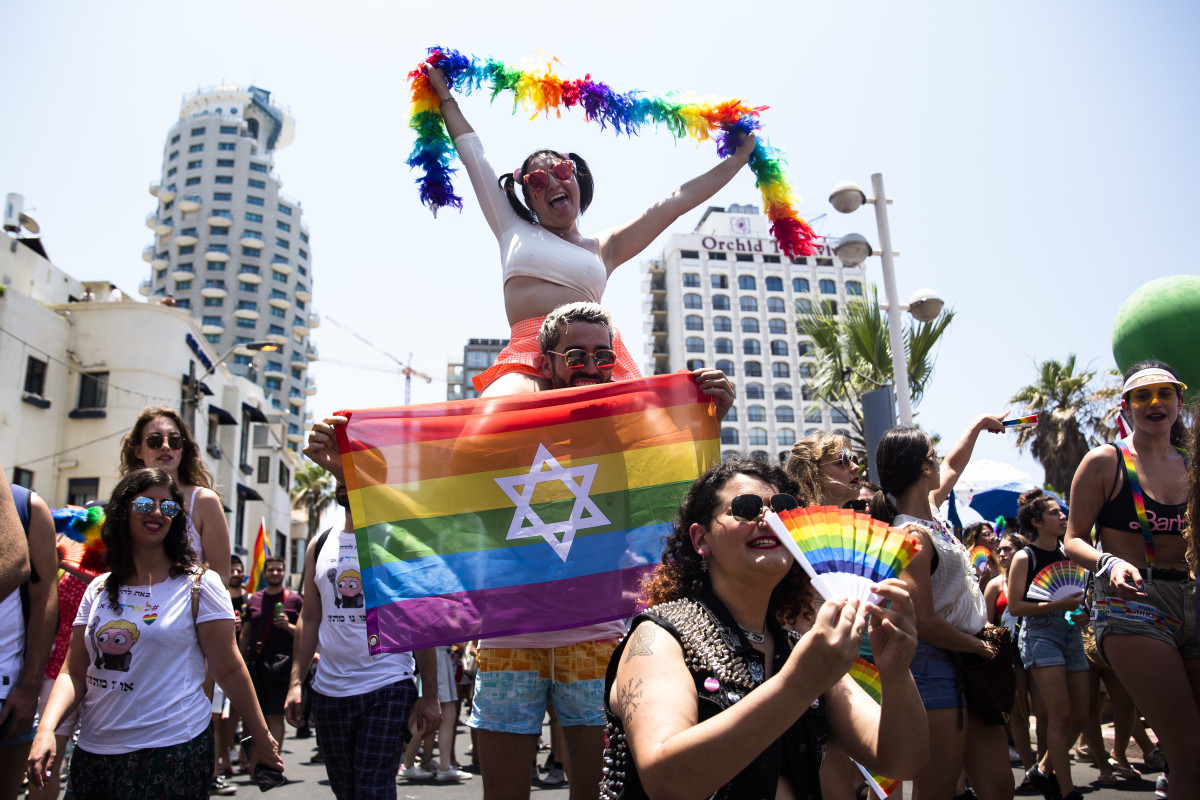 Tens of thousands of Israelis and tourists packed the streets of Tel Aviv for the annual LGBT pride march on June 14th, 2019, in Tel Aviv, Israel.