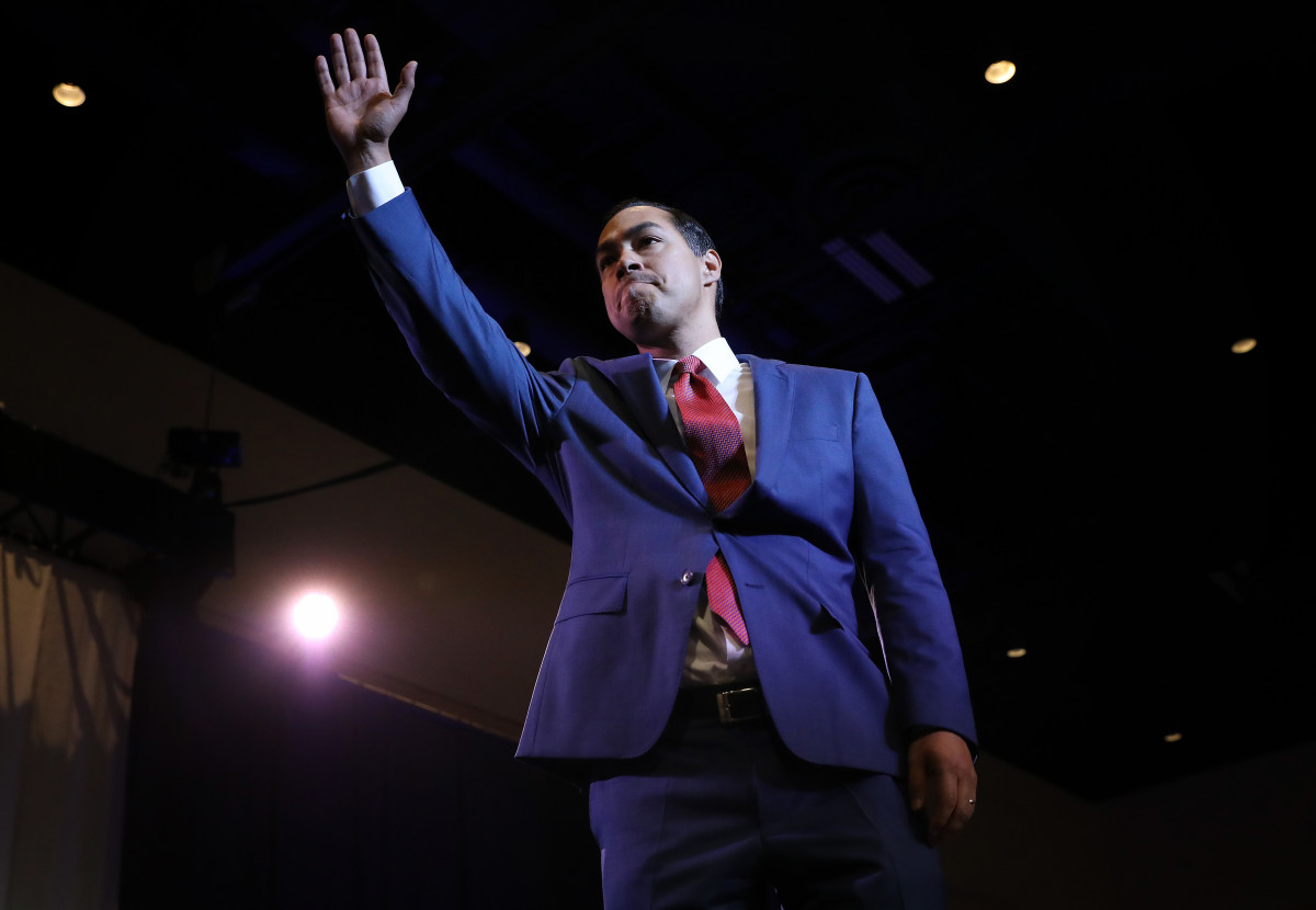 Democratic presidential candidate Julián Castro concludes his remarks at the South Carolina Democratic Party State Convention on June 22nd, 2019 in Columbia, South Carolina.