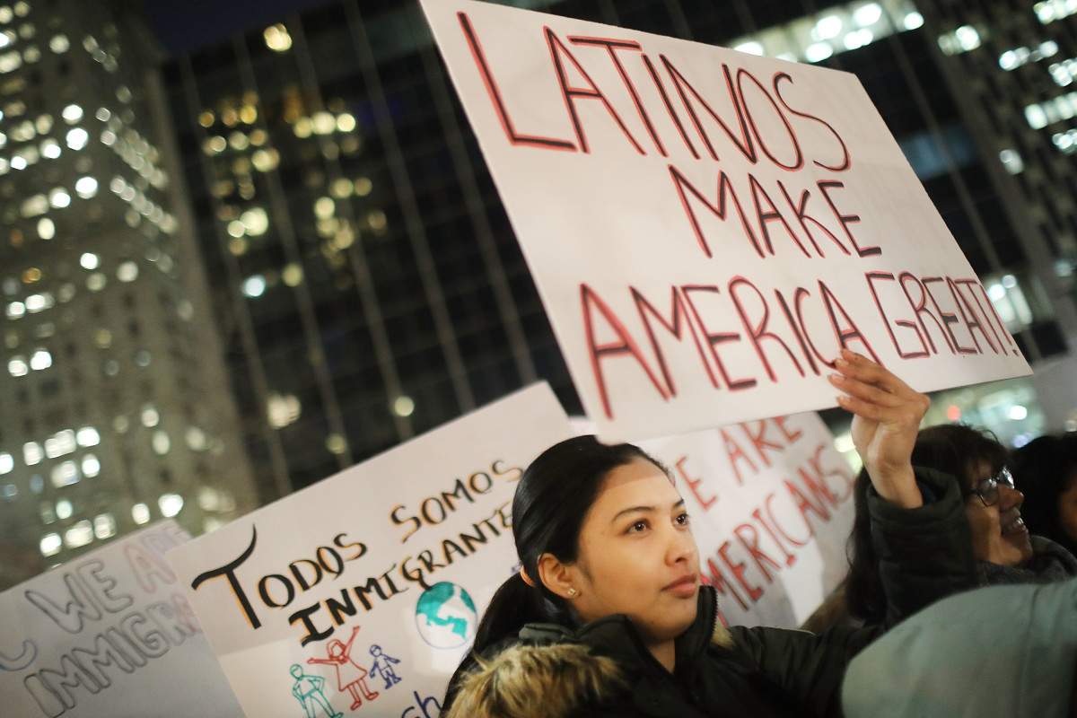Marchers, many of them undocumented, attend a Valentine's Day rally organized by the New York Immigration Coalition on February 14th, 2017, in New York City.
