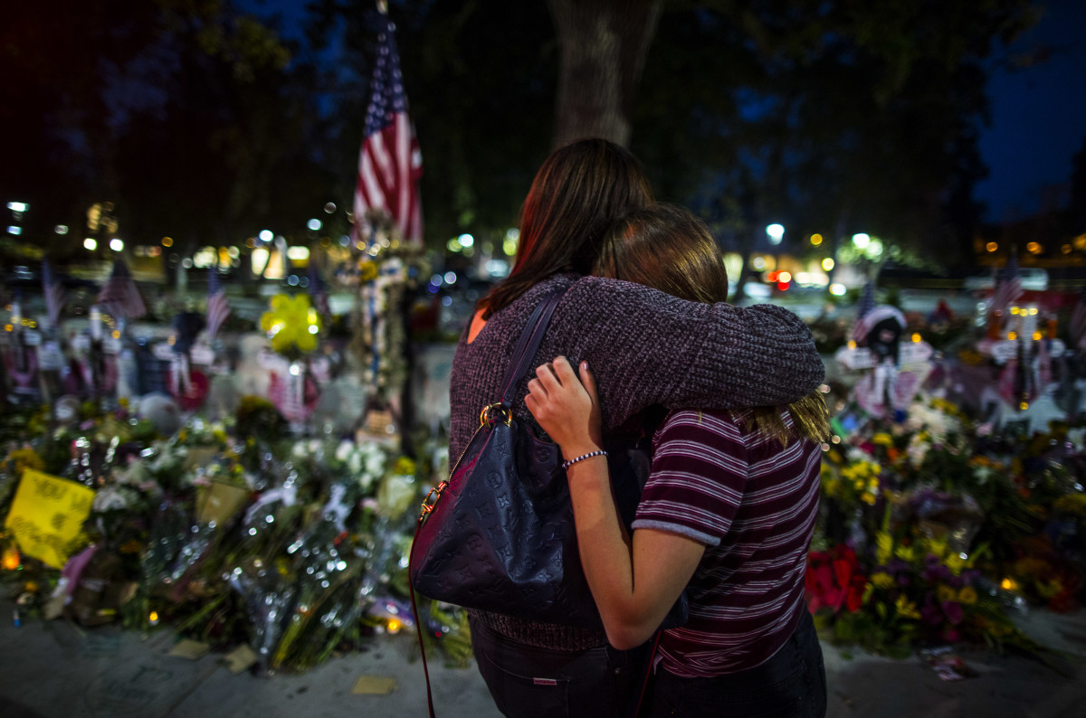 A vigil site for the victims was erected not far from where the Borderline Bar and Grill shooting happened in Thousand Oaks, California.