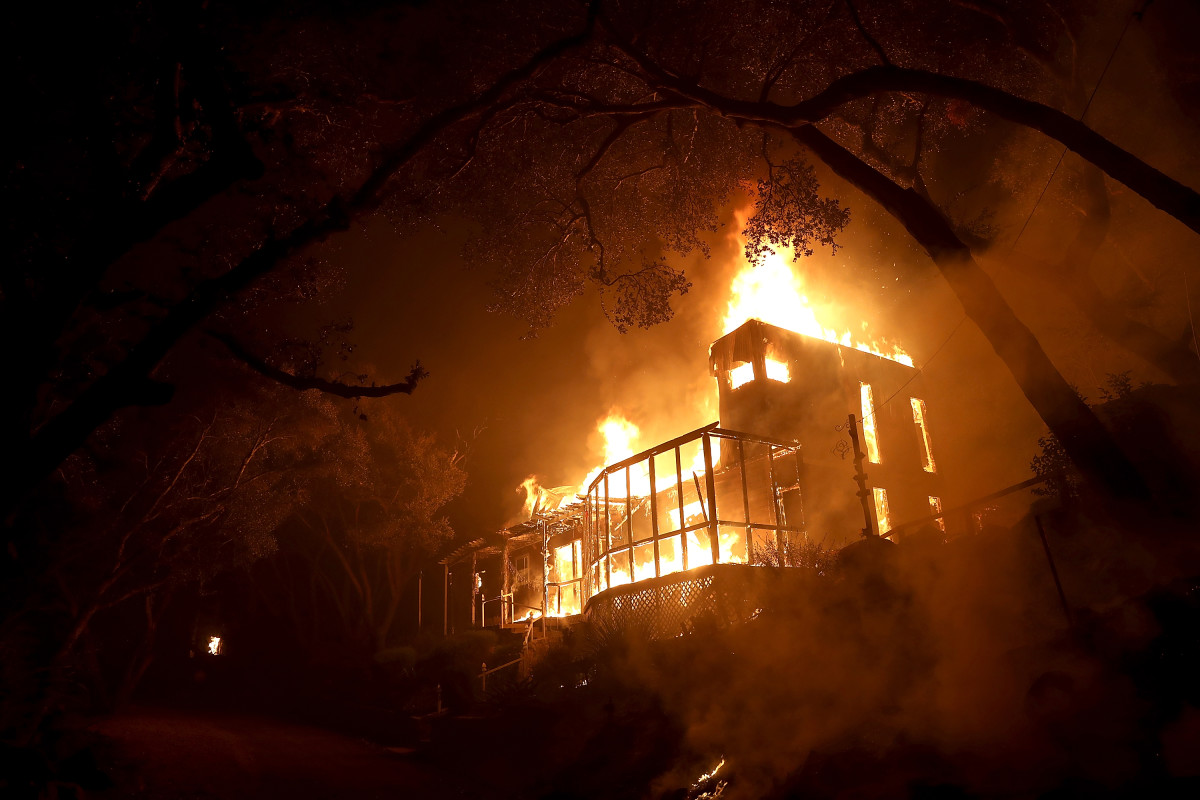 A home is consumed by fire during the Thomas fire on December 7th, 2017 in Ojai, California.