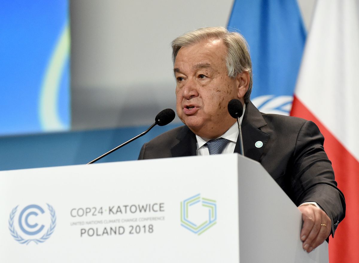 Antonio Guterres, United Nations secretary-general, delivers a speech during the opening of the COP24 summit in Katowice, Poland, on December 3rd, 2018.