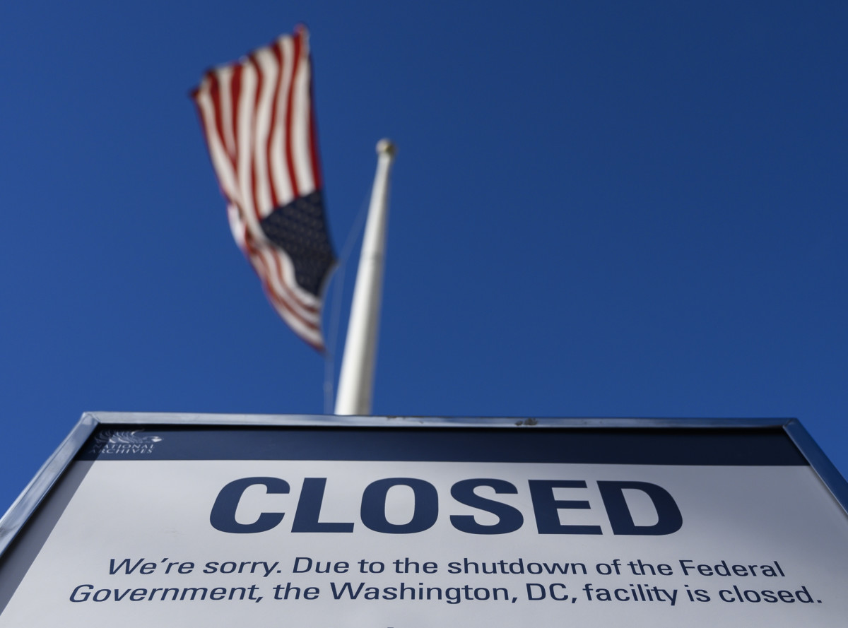 A sign is displayed on a government building in Washington, D.C., that's closed because of the government shutdown, on December 22nd, 2018.