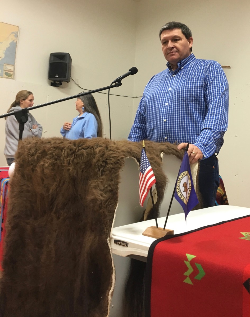 Gerald Gray speaks at the Little Shell council meeting, to discuss the tribe's ongoing fight for federal recognition.