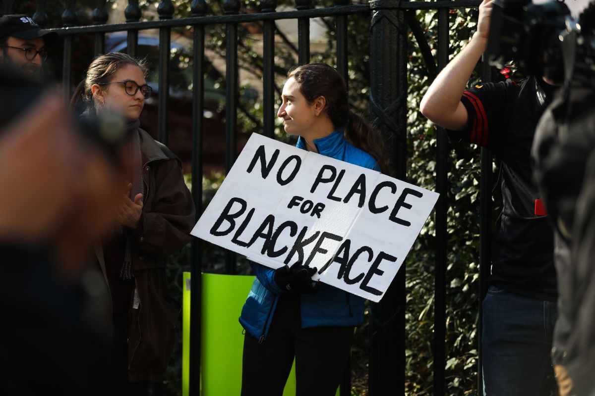 Protesters rally against Virginia Governor Ralph Northam outside of the governor's mansion in downtown Richmond, Virginia, on February 4th, 2019.