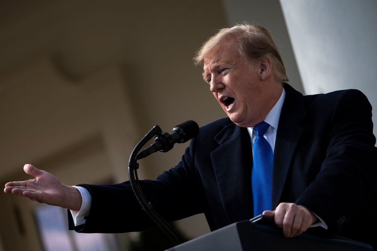 President Donald Trump speaks about a state of emergency from the Rose Garden of the White House on February 15th, 2019, in Washington, D.C.