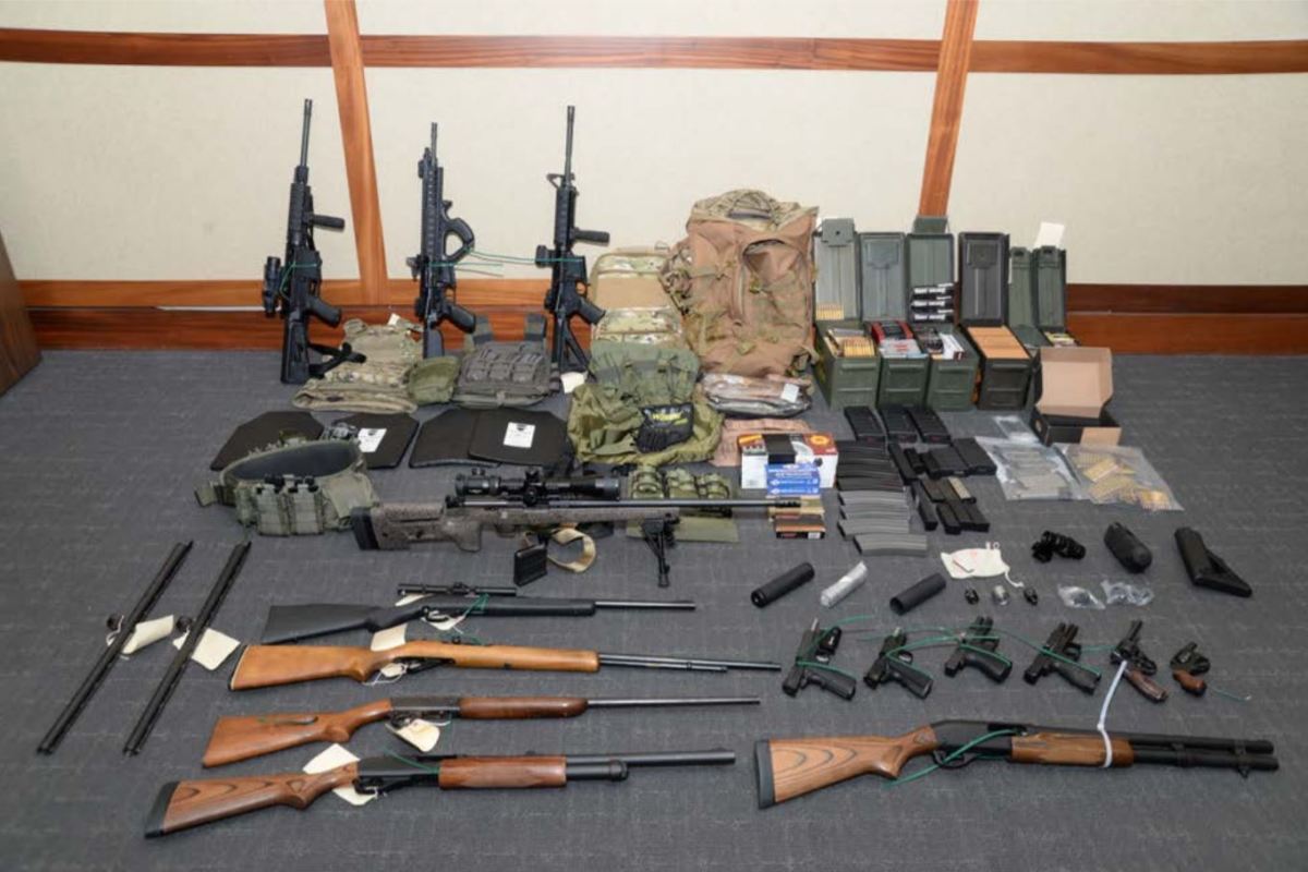 The collection of weapons and ammunition federal agents say Christopher Paul Hasson had stockpiled in his Silver Spring apartment.