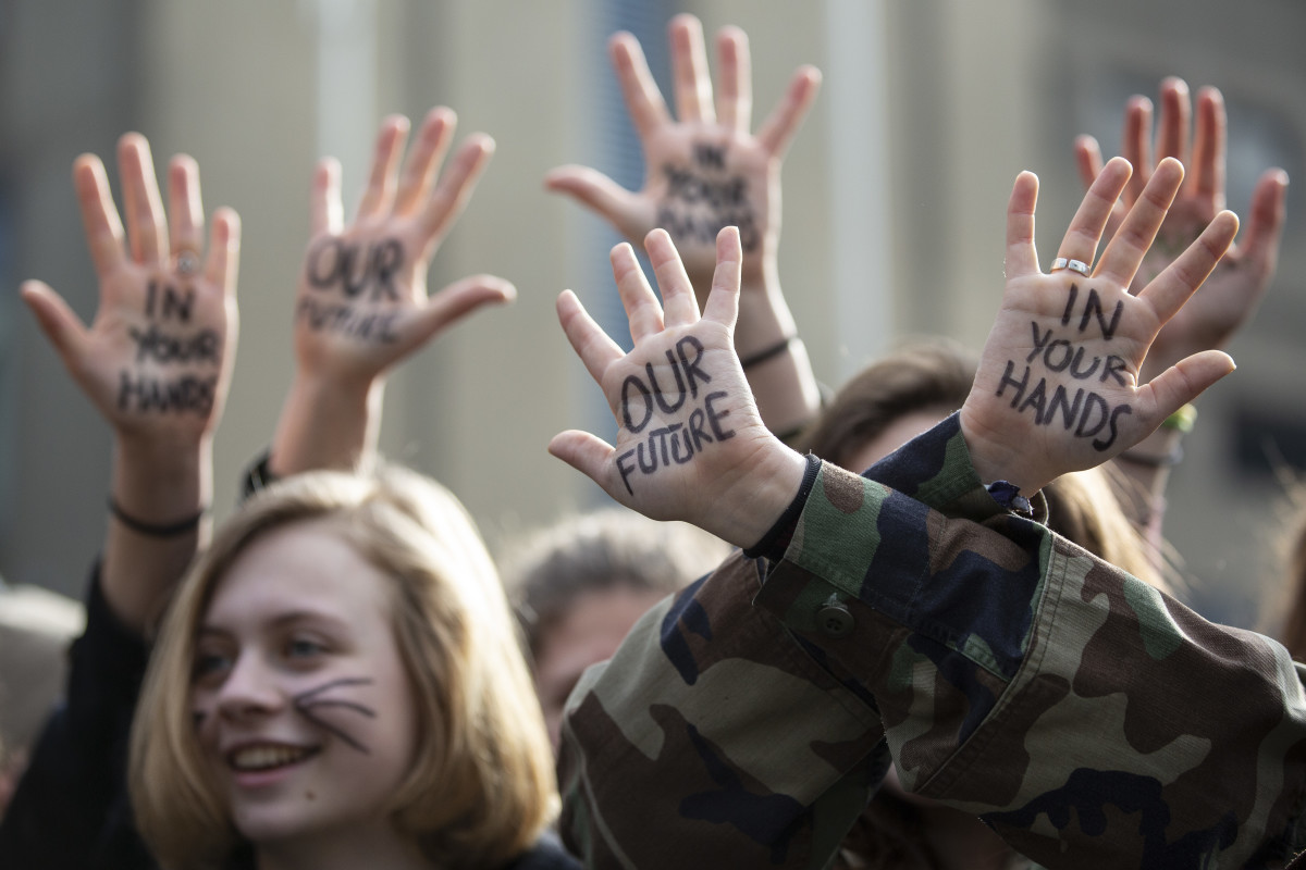 Youth protest during the seventh annual Brussels youth climate march on February 21st, 2019, in Brussels, Belgium. Thousands of young people gathered to demand strong measures against global climate change. They were joined by Swedish teenage activist Greta Thunberg, who launched school strikes for climate change in her home country last year.