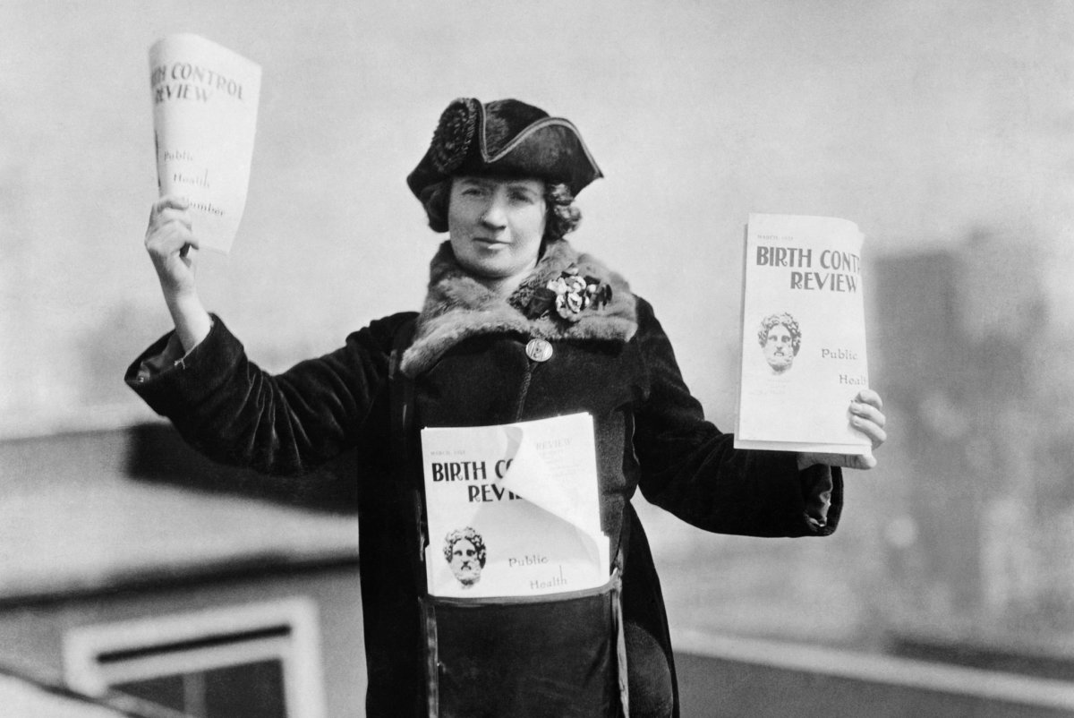 Kitty Marion with copies of The Birth Control Review in 1915.