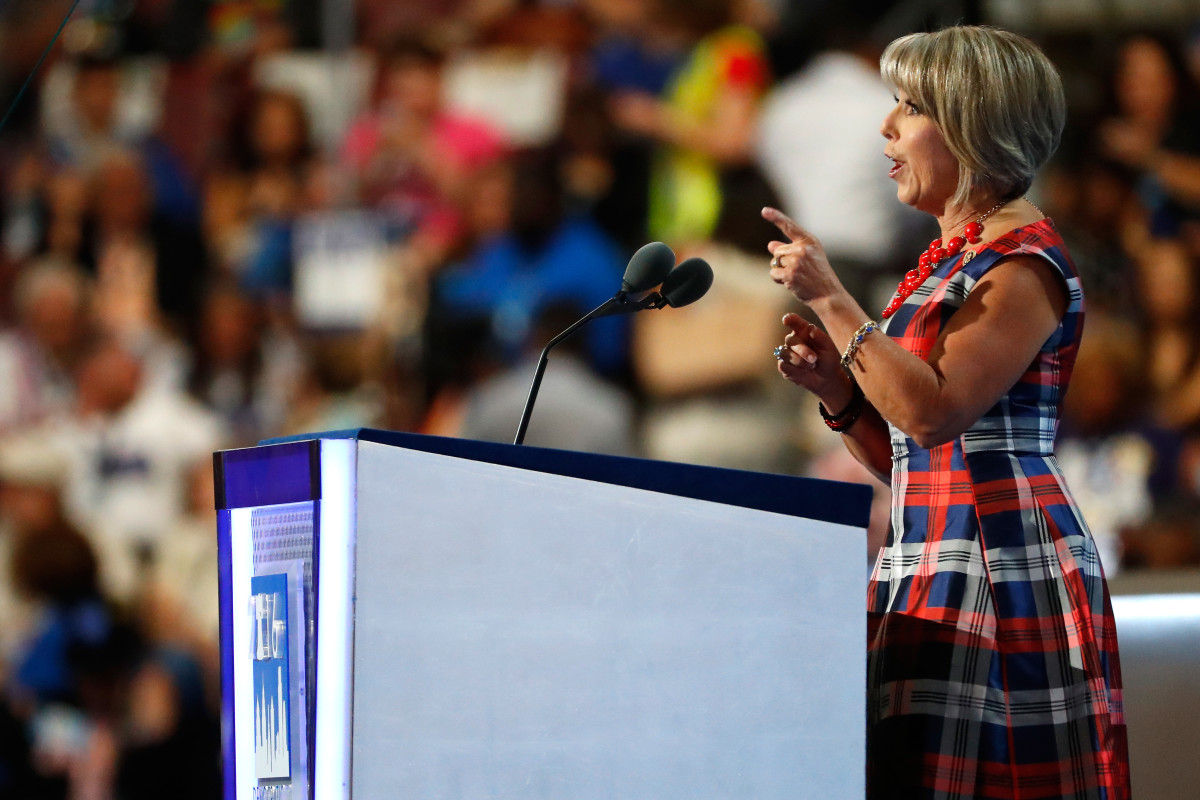 Then-Representative, now Governor of New Mexico, Michelle Lujan Grisham speaks at the 2016 Democratic National Convention.