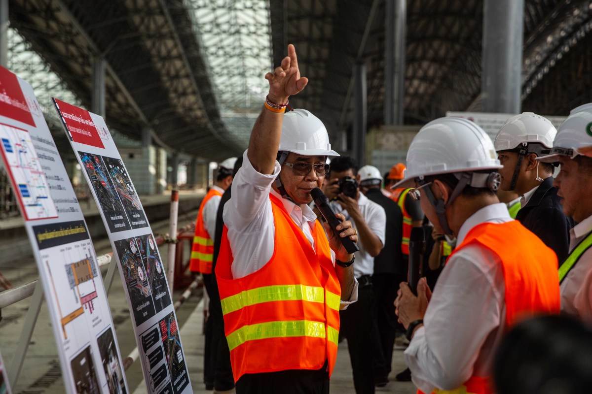 Thai Prime Minister General Prayuth Chan-ocha visits the construction site for the Bang Sue Central Station, the site of Bangkok's new railway transport hub, on March 20th, 2019, in Bangkok, Thailand. The Palang Pracharath Party has nominated Prayuth as its candidate for prime minister for the general election to be held on Sunday, March 24th, 2019.