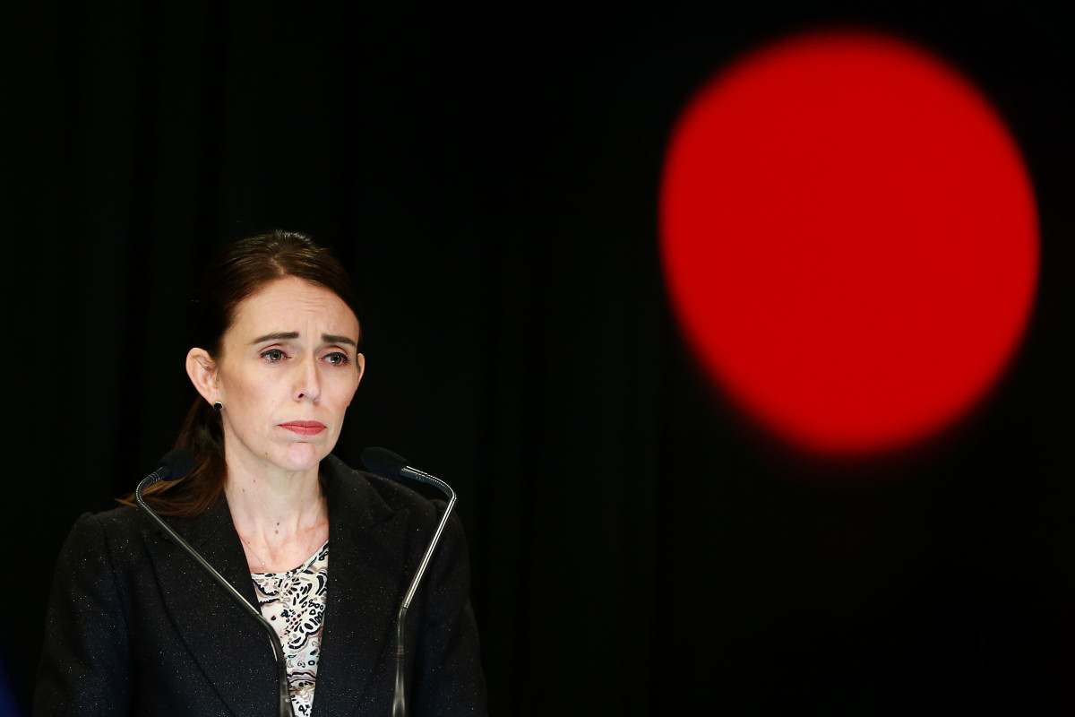 Prime Minister Jacinda Ardern speaks to media during a press conference at New Zealand's parliament on March 21st, 2019, in Wellington, New Zealand. Ardern announced Thursday that New Zealand will ban all military-style semi-automatics and assault rifles.