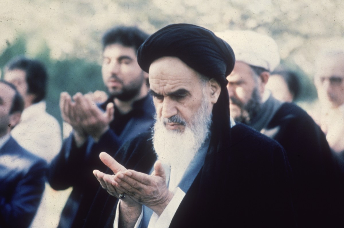 Ayatollah Ruhollah Khomeini (1900–1989), the Iranian religious and political leader.