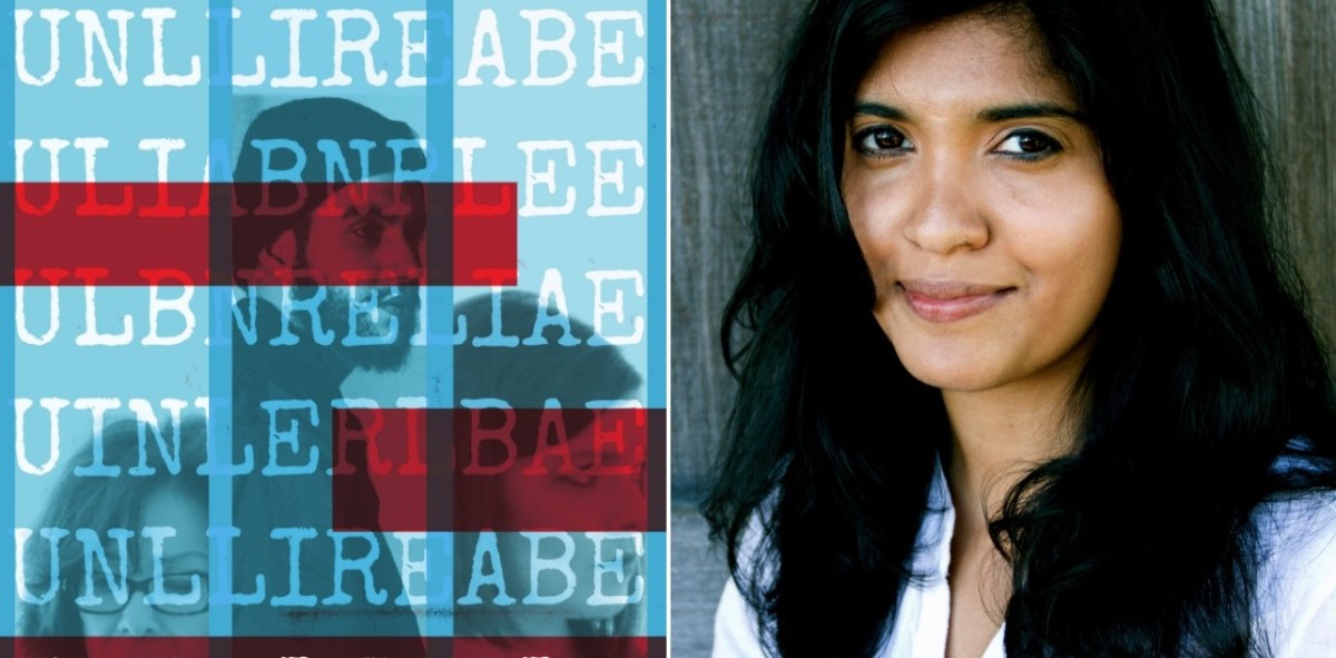 Dipika Guha and a poster for her play Unreliable.