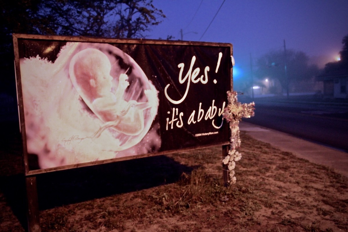 A billboard in McAllen, Texas, in front of Whole Women's Health.