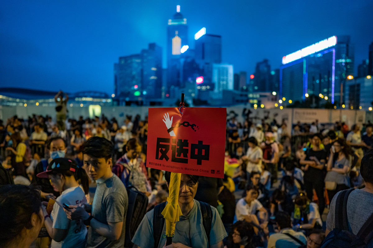 Protesters in Hong Kong march against the proposed extradition law, which would allow the territory to transfer crime suspects to mainland China for trial there, on April 28th, 2019.