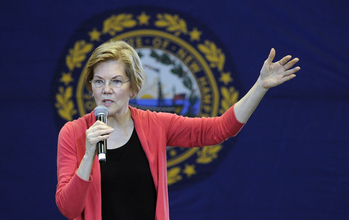 Senator Elizabeth Warren addresses an organizing event at Manchester Community College in Manchester, New Hampshire, on January 12th, 2019.