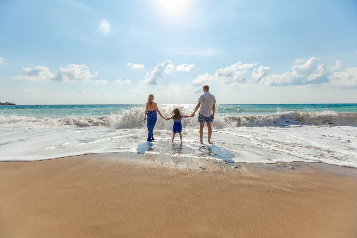 family child parents beach climate change
