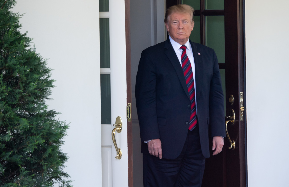 President Donald Trump awaits the arrival of Slovakia's Prime Minister Peter Pellegrini for meetings at the West Wing of the White House in Washington, D.C., on May 3rd, 2019.