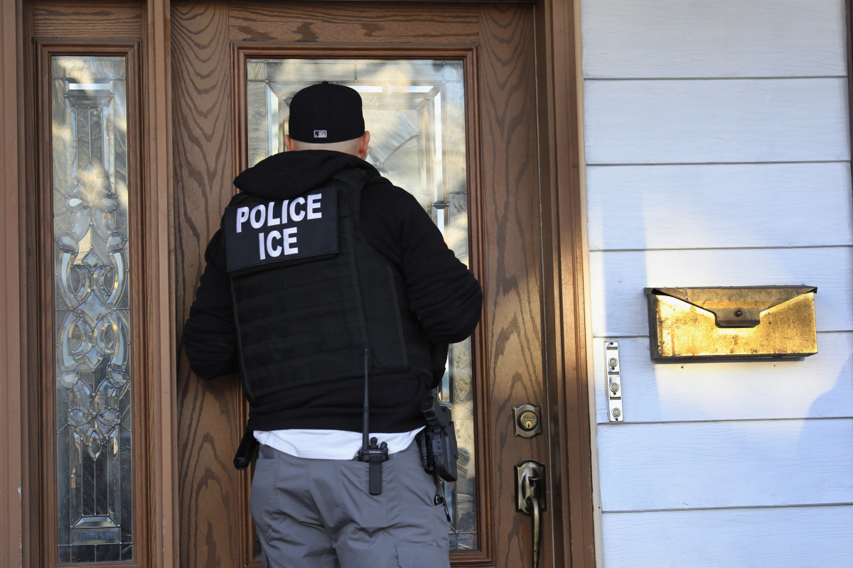 Immigration and Customs Enforcement officers arrive at a home in search of an undocumented immigrant on April 11th, 2018, in New York City. New York is considered a "sanctuary city" for undocumented immigrants, and ICE receives little or no cooperation from local law enforcement.